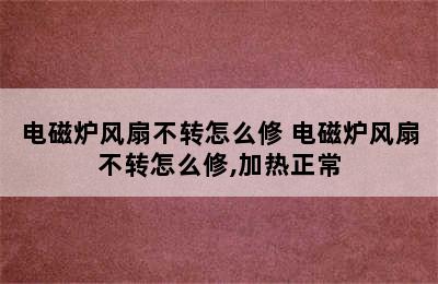 电磁炉风扇不转怎么修 电磁炉风扇不转怎么修,加热正常